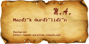 Mazák Aurélián névjegykártya
